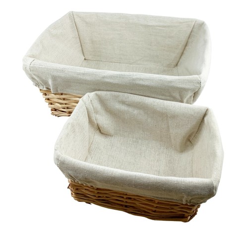 Natural lined wicker basket - natural,