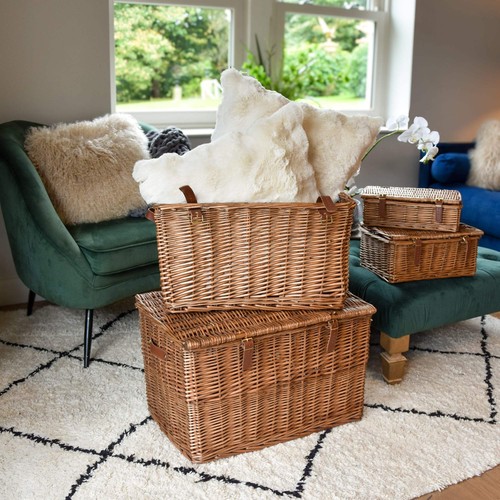 Large wicker hamper basket - basket,