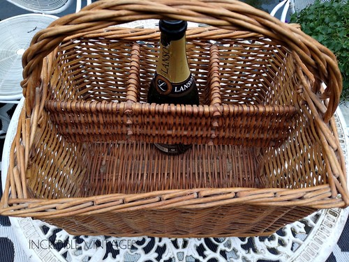 Vintage wicker bottle basket - wicker,