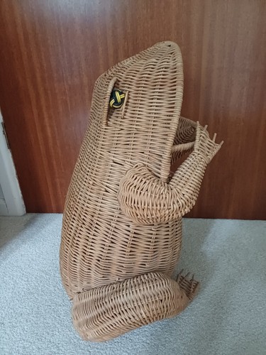 Vintage wicker frog basket - frog,
