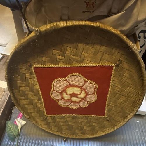 Oval wicker basket brown red - wicker,