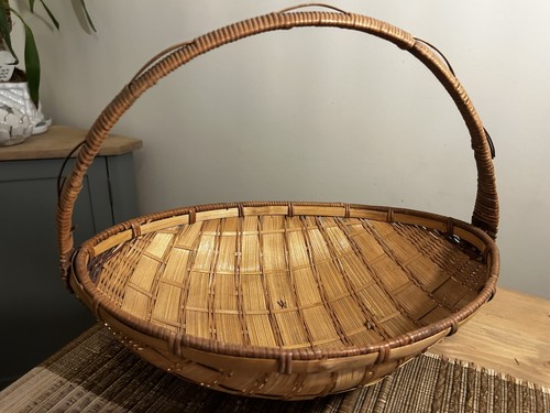 Large vintage woven bamboo - woven,