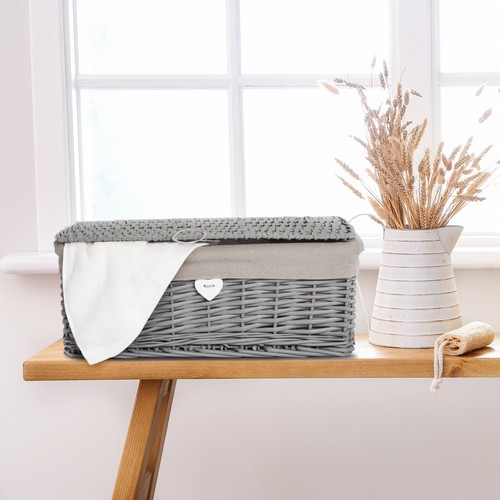 Painted lid wicker storage - painted,