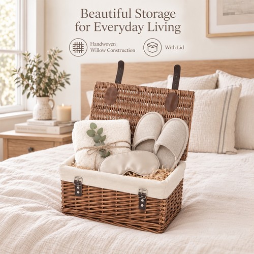 Brown empty wicker gift hamper - wicker,