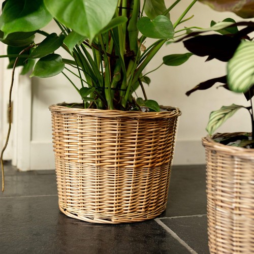 Natural round wicker - natural, lined