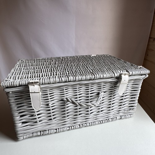 Grey wicker hamper - grey,