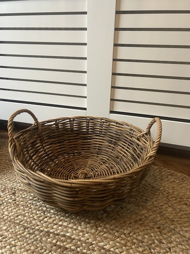 Vintage wicker log basket - wicker,
