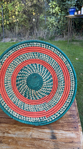 Handwoven round wicker basket - handwoven,