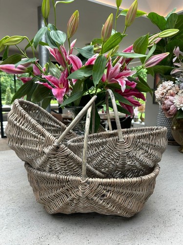 Grey wash trug wicker shopper - trug,