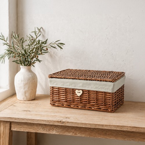 Natural wicker storage basket - natural,