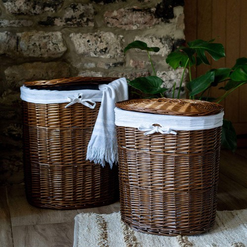 Distilled brown oval wicker - brown,